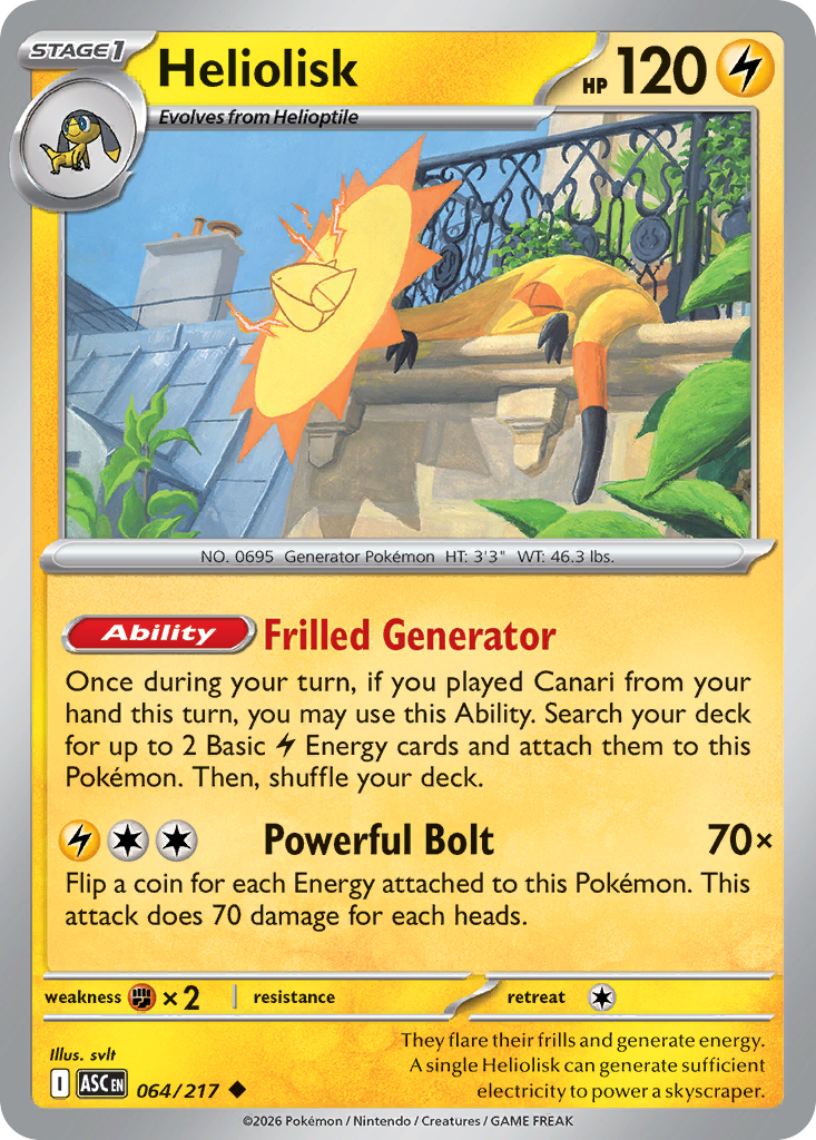 Heliolisk 64 Ascended Heroes Pokémon card