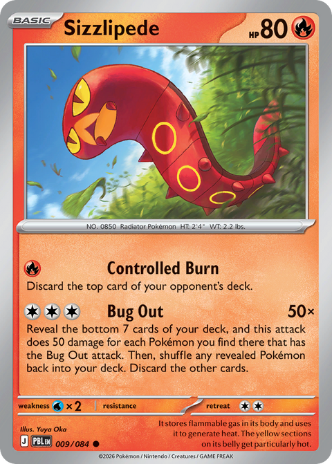 Sizzlipede 9 Pitch Black Pokémon card
