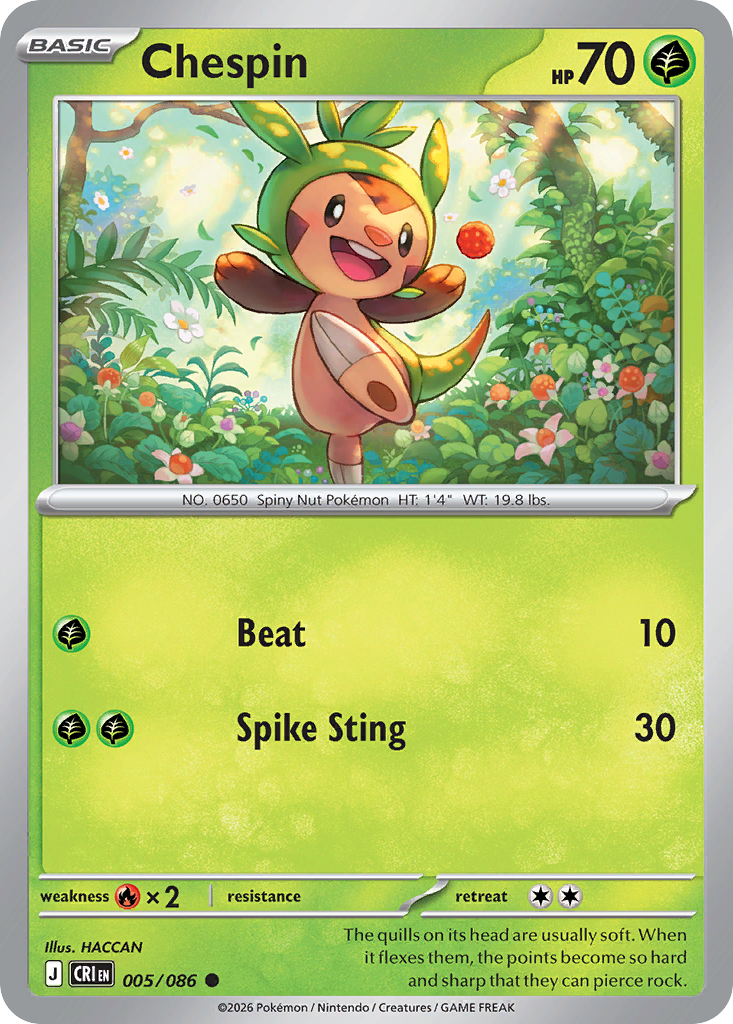 Chespin 5 Chaos Rising Pokémon card