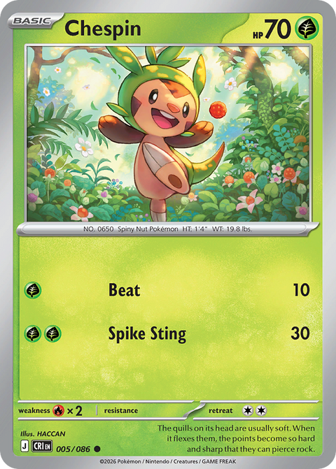 Chespin 5 Chaos Rising Pokémon card