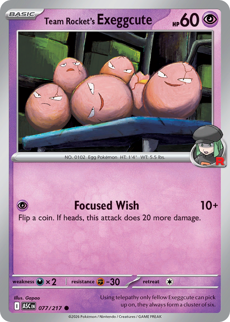 Team Rocket's Exeggcute 77 Ascended Heroes Pokémon card