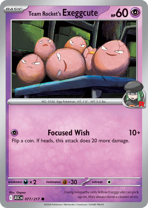 Team Rocket's Exeggcute 77 Ascended Heroes Pokémon card