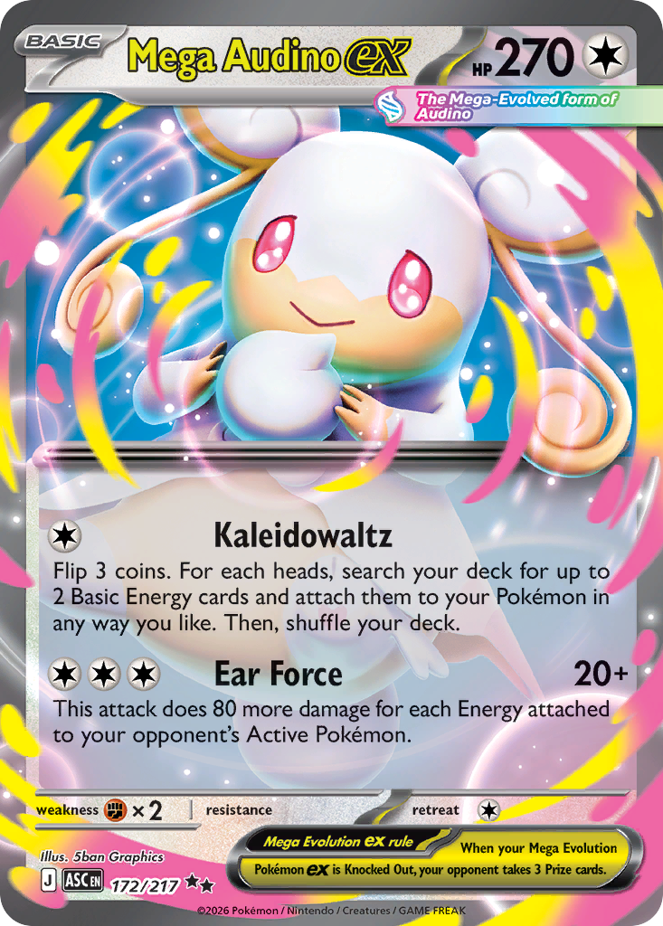 Mega Audino ex 172 Ascended Heroes Pokémon card
