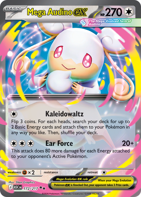 Mega Audino ex 172 Ascended Heroes Pokémon card