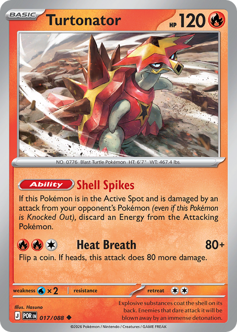 Turtonator 17 Perfect Order Pokémon card