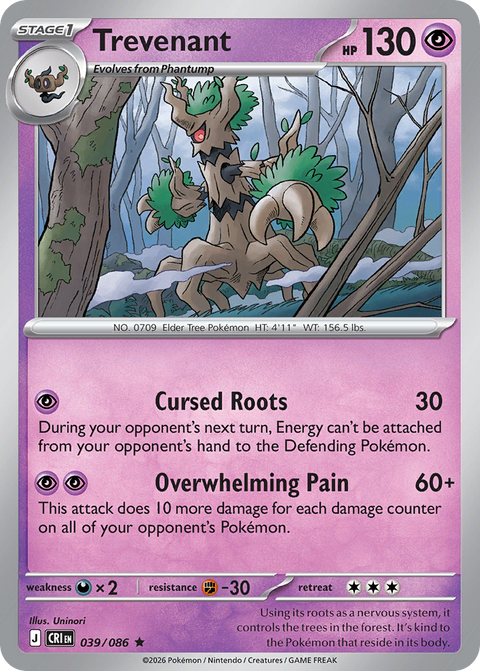 Trevenant 39 Chaos Rising Pokémon card