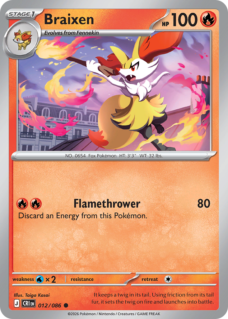 Braixen 12 Chaos Rising Pokémon card