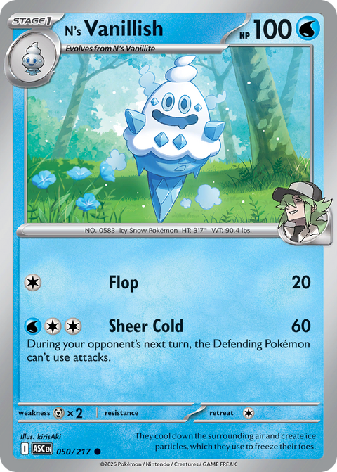 N's Vanillish 50 Ascended Heroes Pokémon card