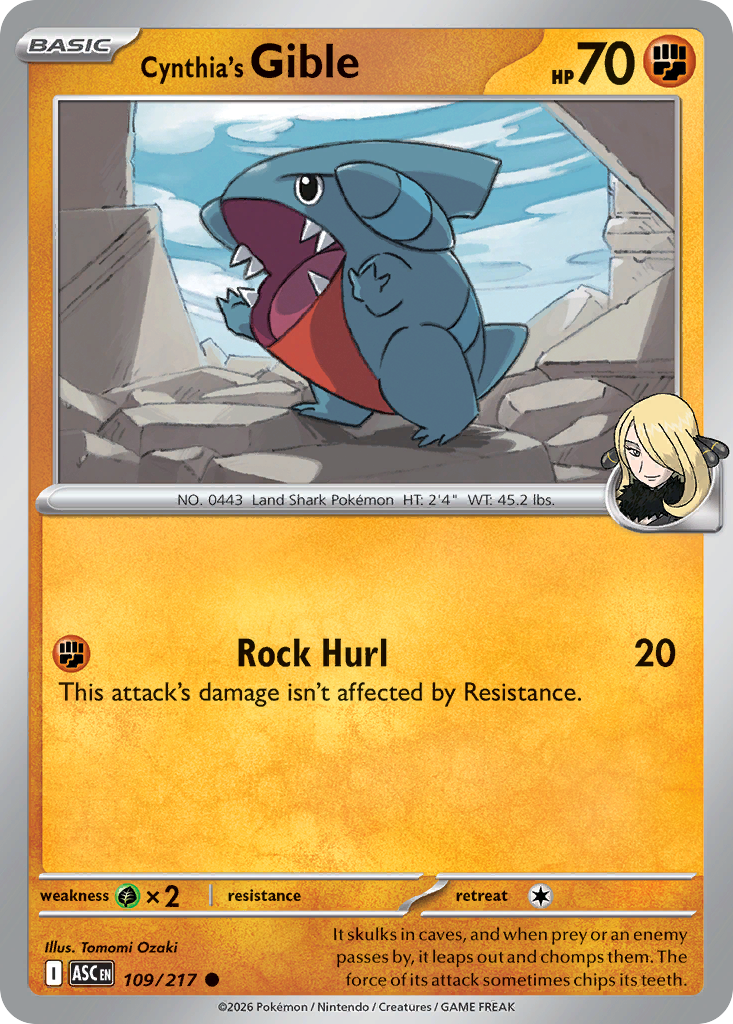 Cynthia's Gible 109 Ascended Heroes Pokémon card