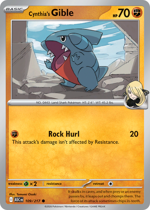 Cynthia's Gible 109 Ascended Heroes Pokémon card