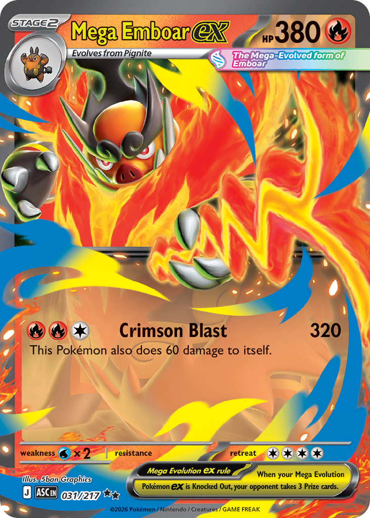 Mega Emboar ex 31 Ascended Heroes Pokémon card