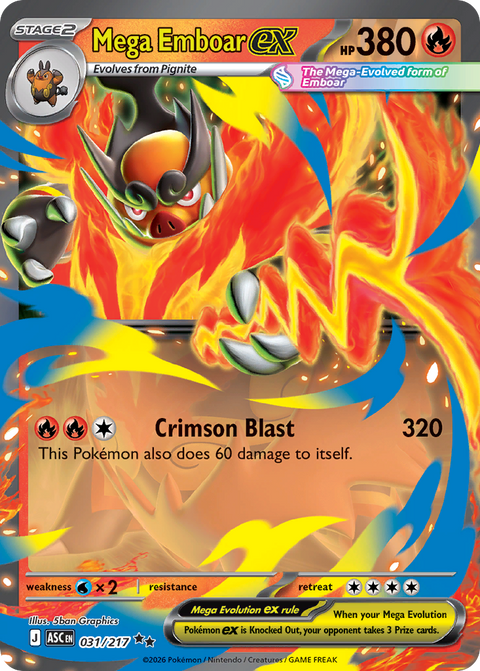Mega Emboar ex 31 Ascended Heroes Pokémon card