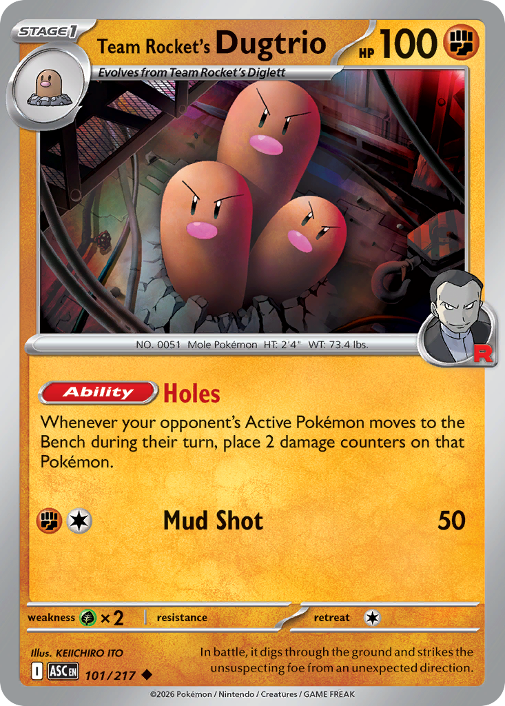 Team Rocket's Dugtrio 101 Ascended Heroes Pokémon card