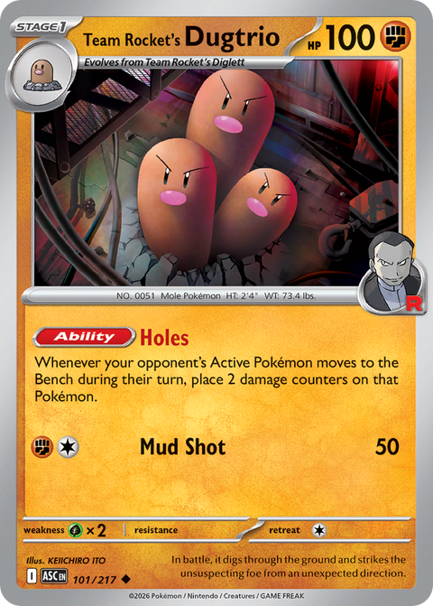 Team Rocket's Dugtrio 101 Ascended Heroes Pokémon card