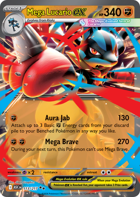 Mega Lucario ex 113 Ascended Heroes Pokémon card