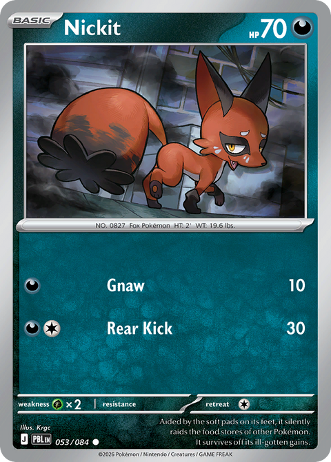 Nickit 53 Pitch Black Pokémon card