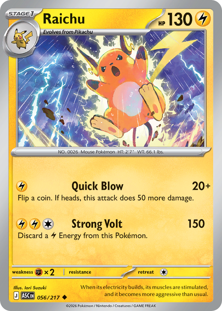 Raichu 56 Ascended Heroes Pokémon card