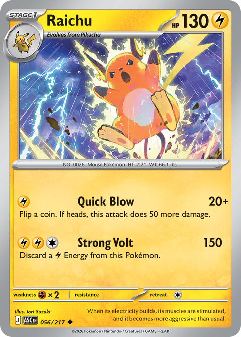 Raichu 56 Ascended Heroes Pokémon card