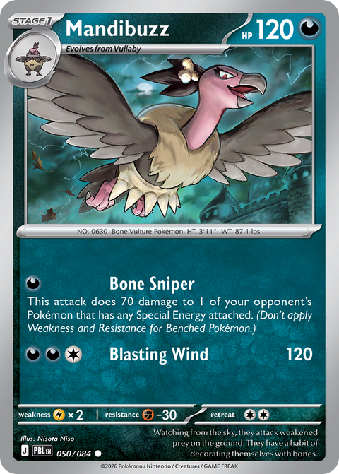 Mandibuzz 50 Pitch Black Pokémon card