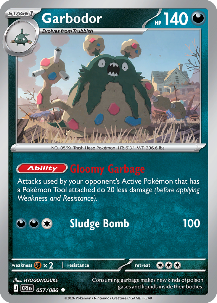Garbodor 57 Chaos Rising Pokémon card