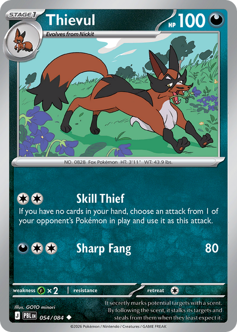 Thievul 54 Pitch Black Pokémon card