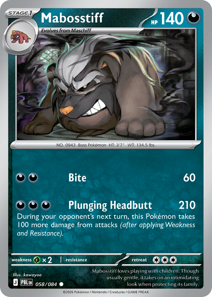 Mabosstiff 58 Pitch Black Pokémon card