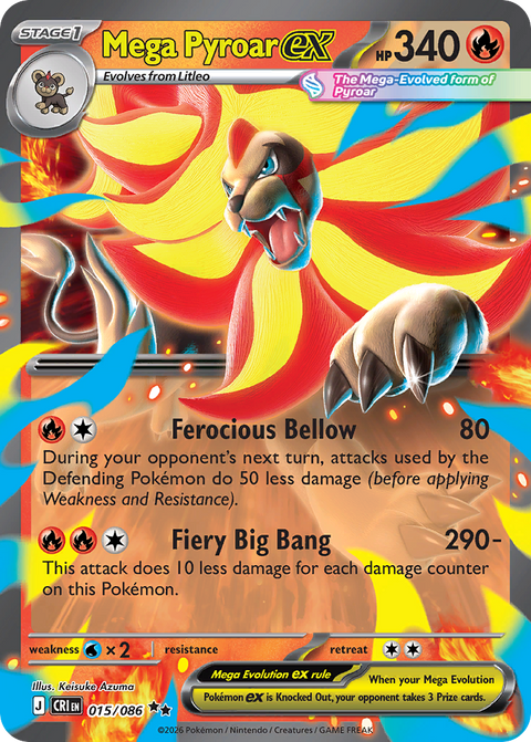 Mega Pyroar ex 15 Chaos Rising Pokémon card