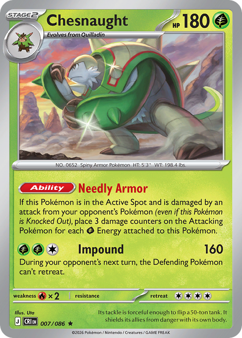 Chesnaught 7 Chaos Rising Pokémon card