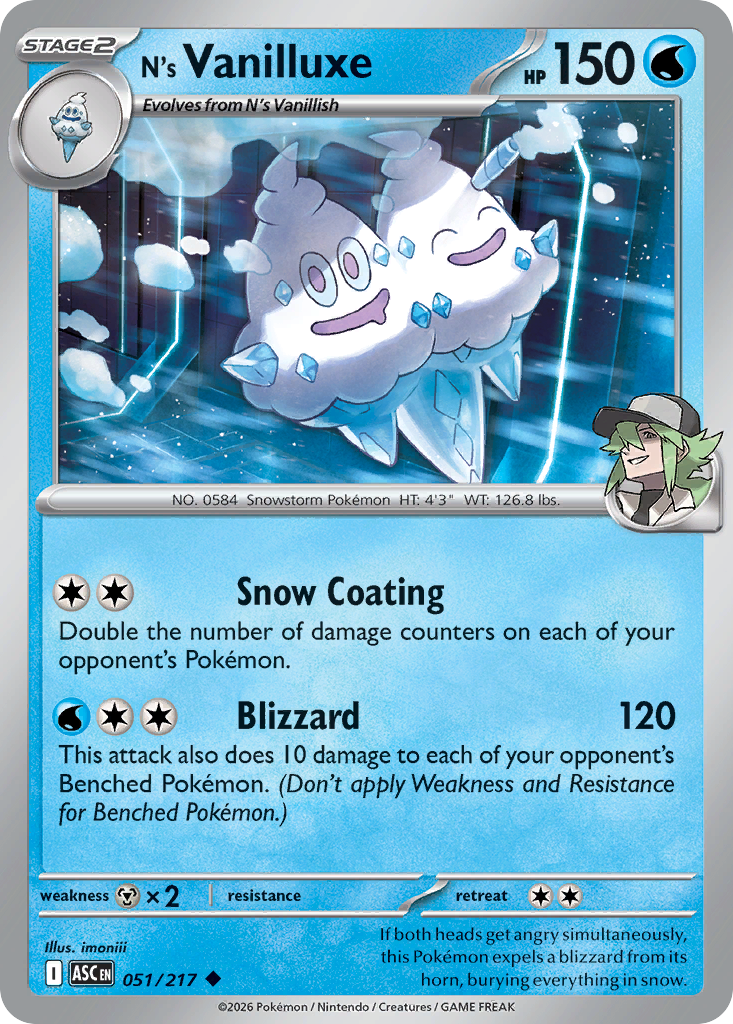 N's Vanilluxe 51 Ascended Heroes Pokémon card