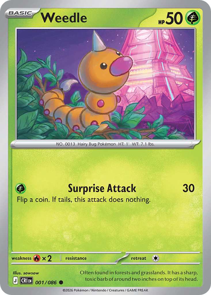 Weedle 1 Chaos Rising Pokémon card