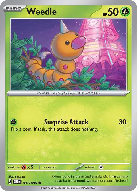 Weedle 1 Chaos Rising Pokémon card