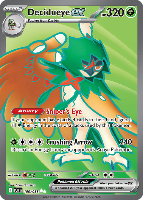Decidueye ex 100 Perfect Order Pokémon card