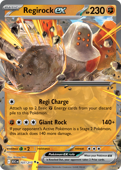 Regirock ex 107 Ascended Heroes Pokémon card