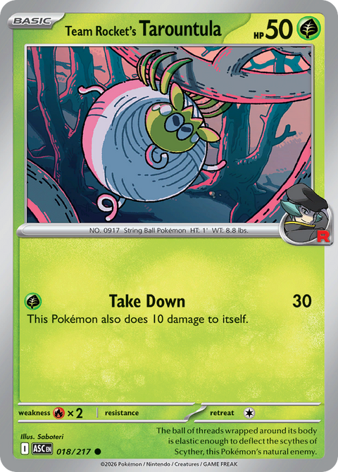 Team Rocket's Tarountula 18 Ascended Heroes Pokémon card
