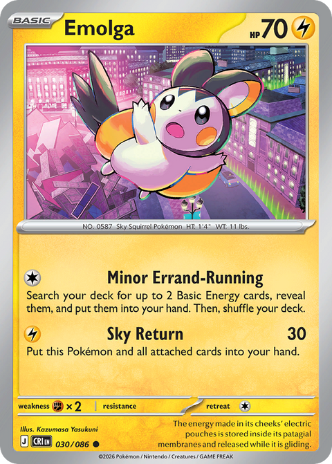 Emolga 30 Chaos Rising Pokémon card