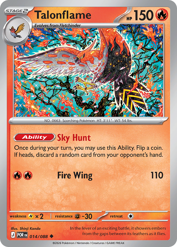 Talonflame 14 Perfect Order Pokémon card