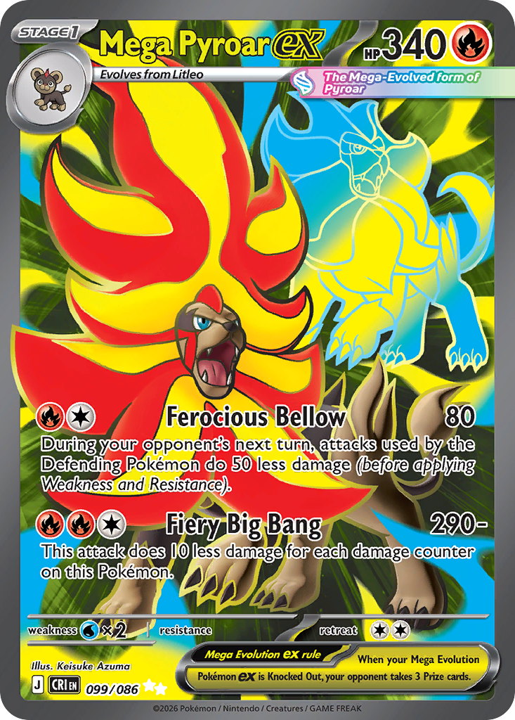 Mega Pyroar ex 99 Chaos Rising Pokémon card