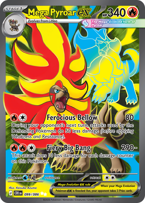 Mega Pyroar ex 99 Chaos Rising Pokémon card