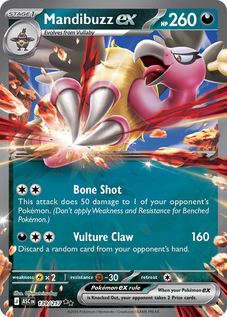 Mandibuzz ex 139 Ascended Heroes Pokémon card