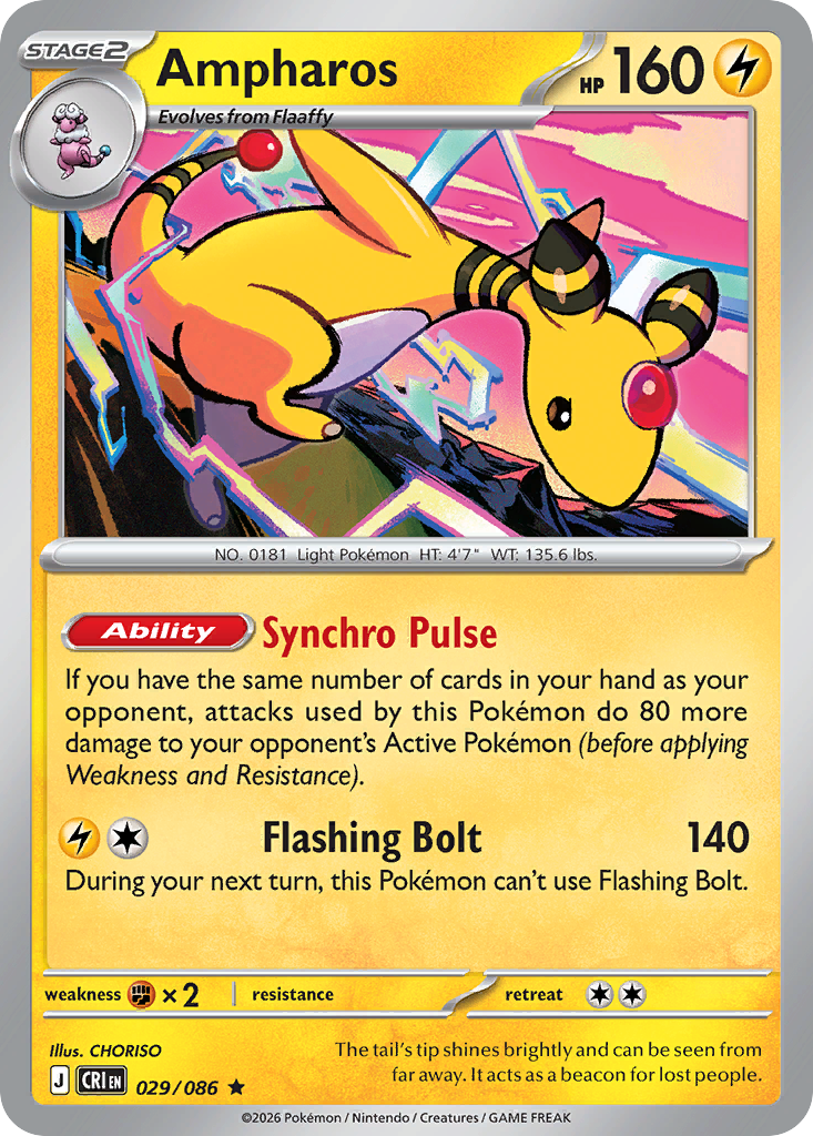 Ampharos 29 Chaos Rising Pokémon card