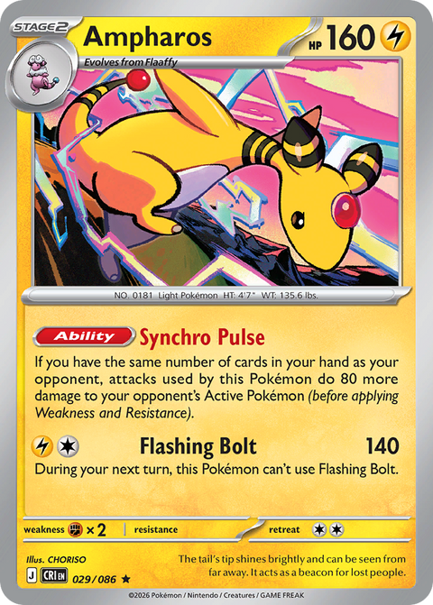 Ampharos 29 Chaos Rising Pokémon card