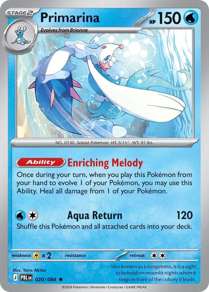 Primarina 20 Pitch Black Pokémon card