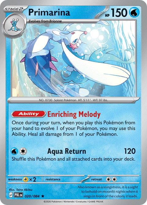 Primarina 20 Pitch Black Pokémon card