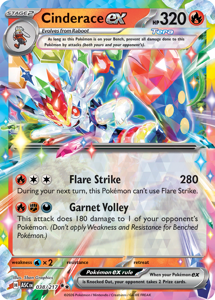 Cinderace ex 38 Ascended Heroes Pokémon card