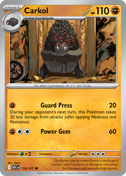 Carkol 119 Ascended Heroes Pokémon card