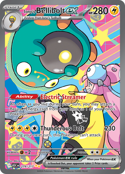 Iono's Bellibolt ex 279 Ascended Heroes Pokémon card