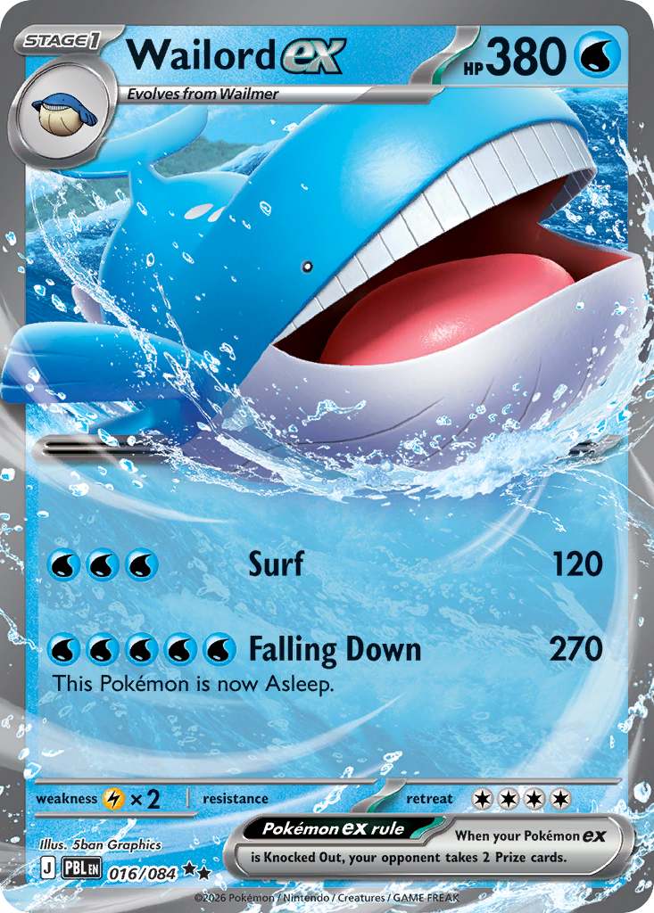 Wailord ex 16 Pitch Black Pokémon card