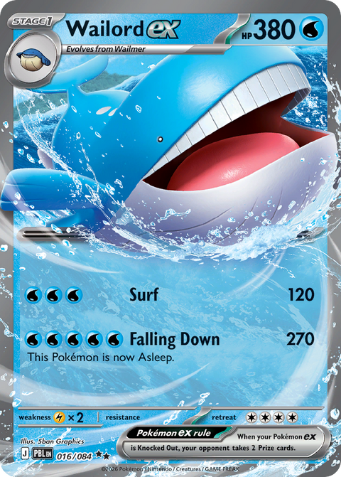 Wailord ex 16 Pitch Black Pokémon card