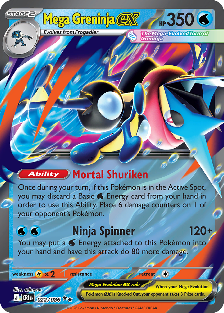 Mega Greninja ex 22 Chaos Rising Pokémon card