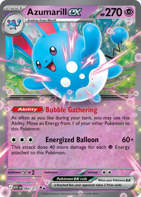 Azumarill ex 84 Ascended Heroes Pokémon card